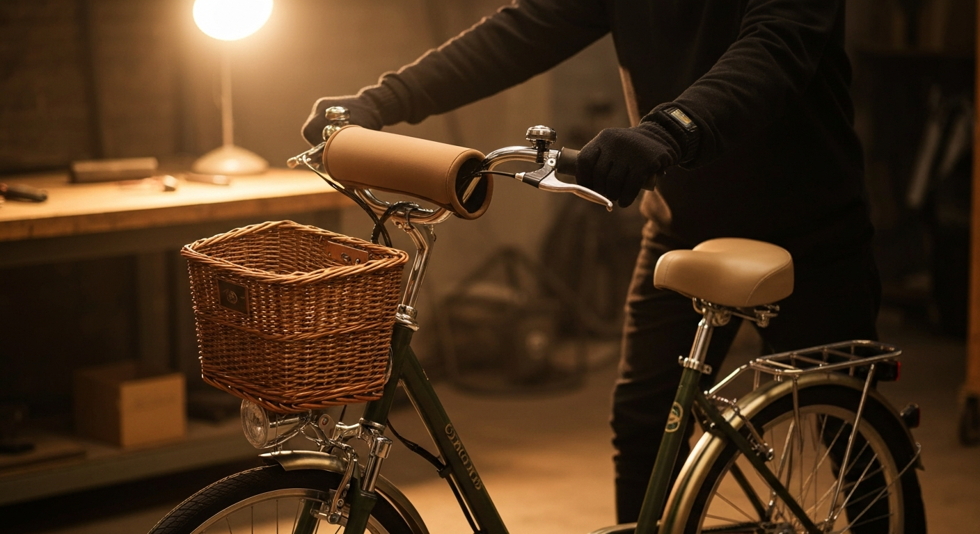 Manchons de guidon installés sur un vélo pour protéger les mains du froid